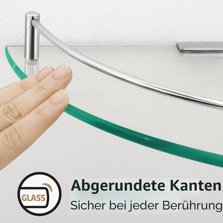 KES Duschablage Ecke Eckregal Duschregal Glasregal Duschablage Glas 7 MM Hartglas Wandregal Badregal