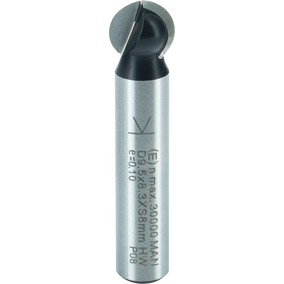 ENT 17060 Kugelfräser HW, Schaft (S) 8 mm, Durchmesser (D) 9,5 mm, NL 8,3 mm, R 4,75 mm, T 0,75 mm,