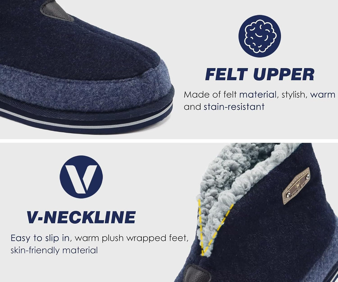 KuaiLu Hausschuhe Boots Herren Winter Filz Hausstiefel Warm Plüsch Flauschige Fell Hüttenschuhe Kusc