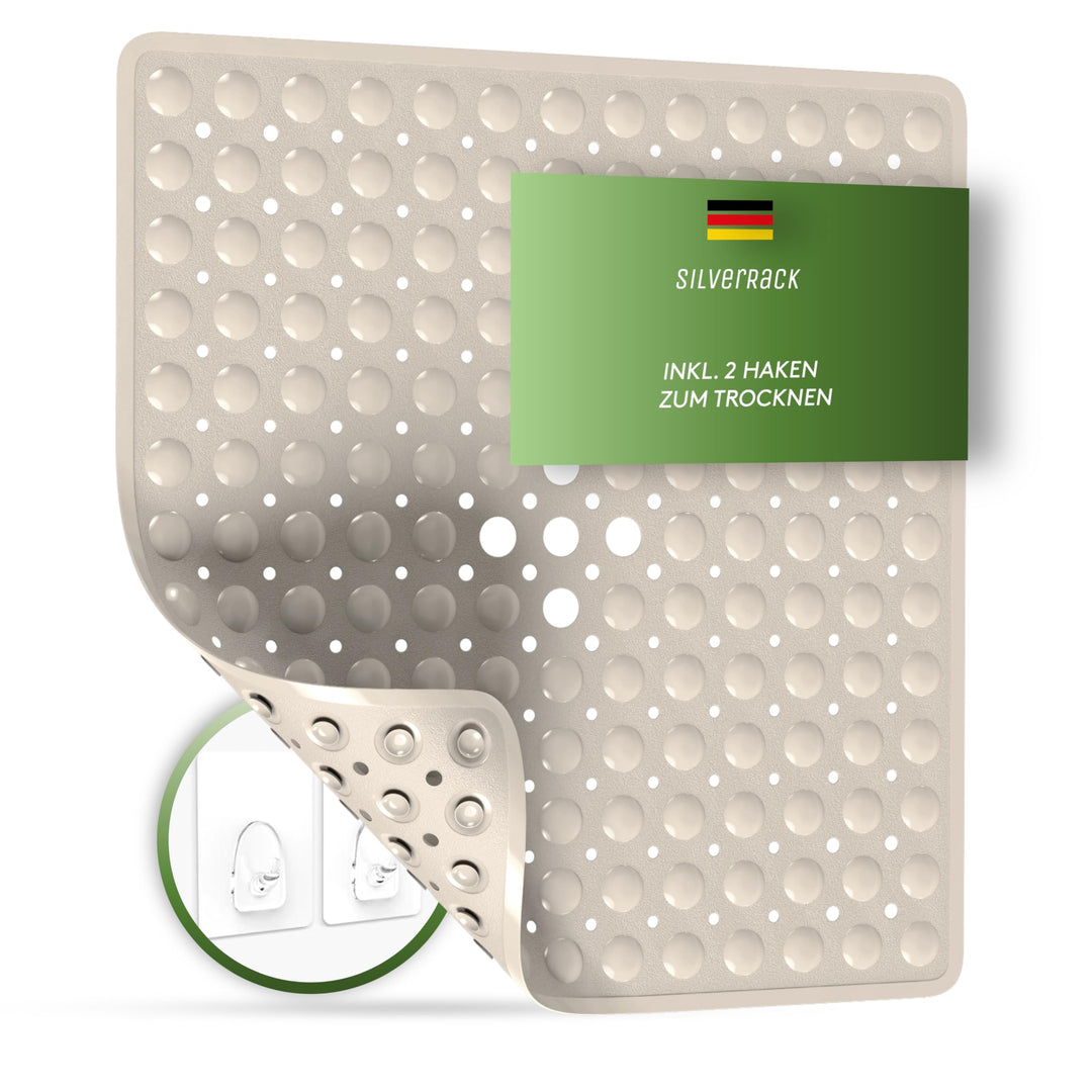 SilverRack Duschmatte rutschfest 53x53 cm (Beige) - Antirutschmatte Dusche BPA frei für Kinder - Bad
