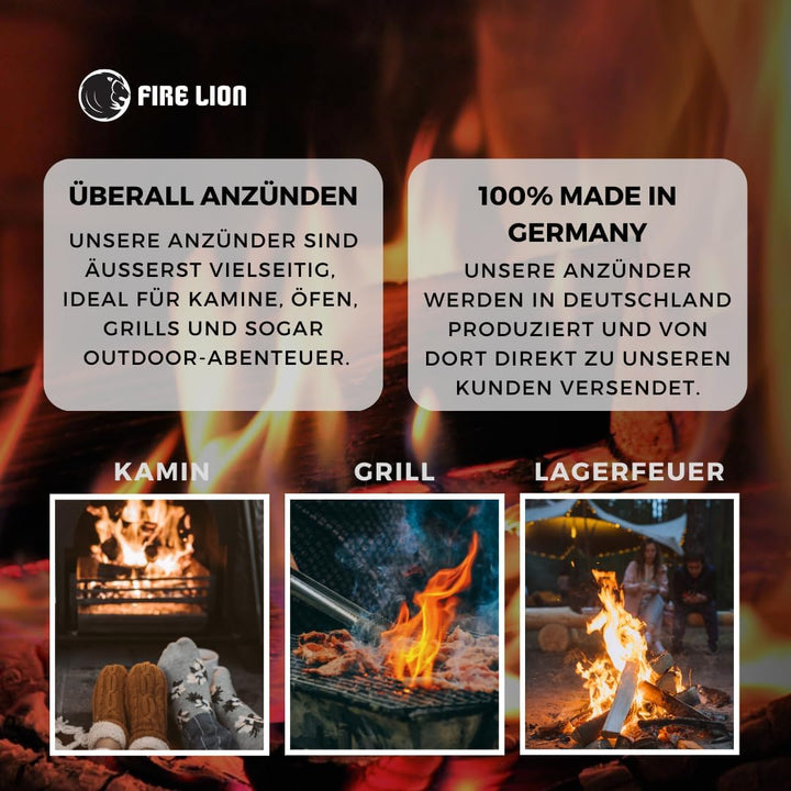 FIRE LION - 24 Anzündplatten, geschnitten in 32 oder 48 Würfel (max. 1152x Stück) Anzündwürfel Kamin