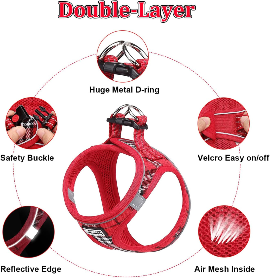 Suredoo Hundegeschirr Kleine Hunde mit Leine, Anti Zug Geschirr Reflektierend Atmungsaktiv Brustgesc