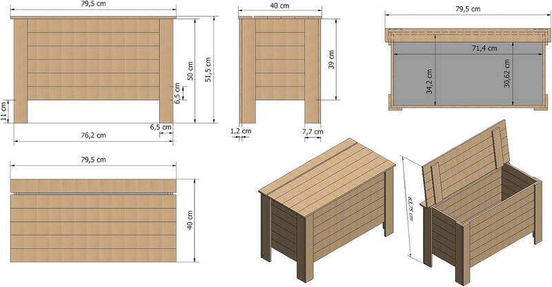 Truhe Holzkiste Sitztruhe Wäschetruhe Schatzkiste Piratentruhe Serie B (B-13, Braun) B-13 Braun, B-1