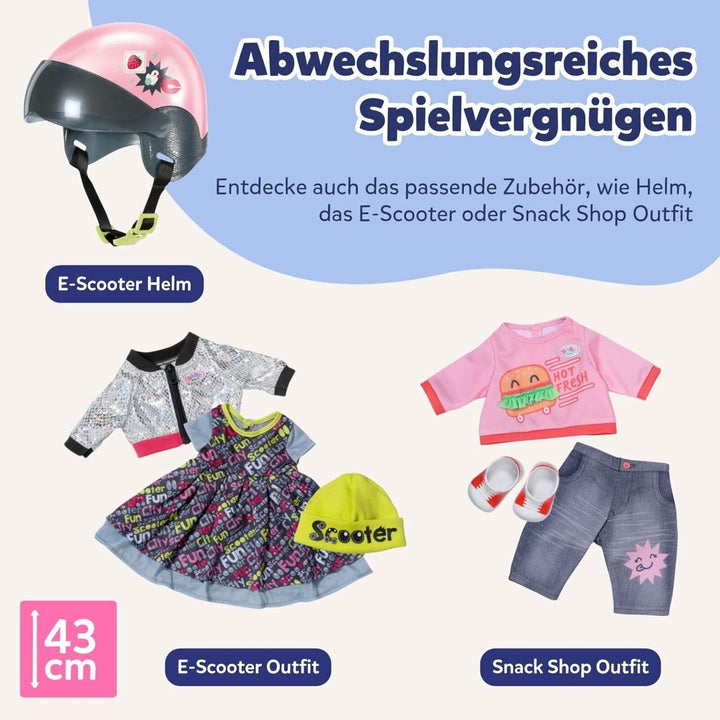 BABY born E-Scooter, Ferngesteuerter Roller mit Ladestation zum Aufladen Spielen, für 43cm Puppen, 8