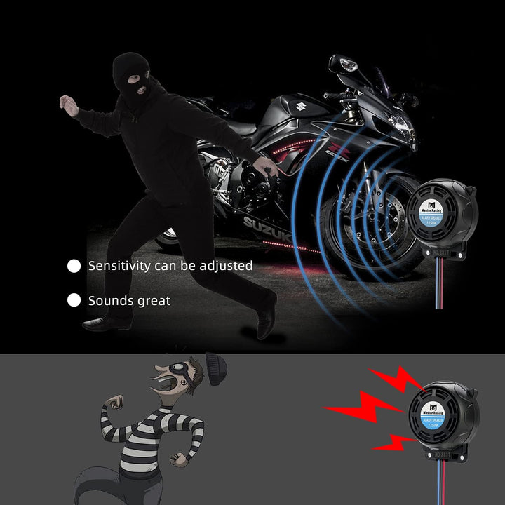 Rupse Motorrad Alarmanlage, Alarm mit 2 Fernbedienung Wasserdicht Diebstahlsicherung Einstellbare Em