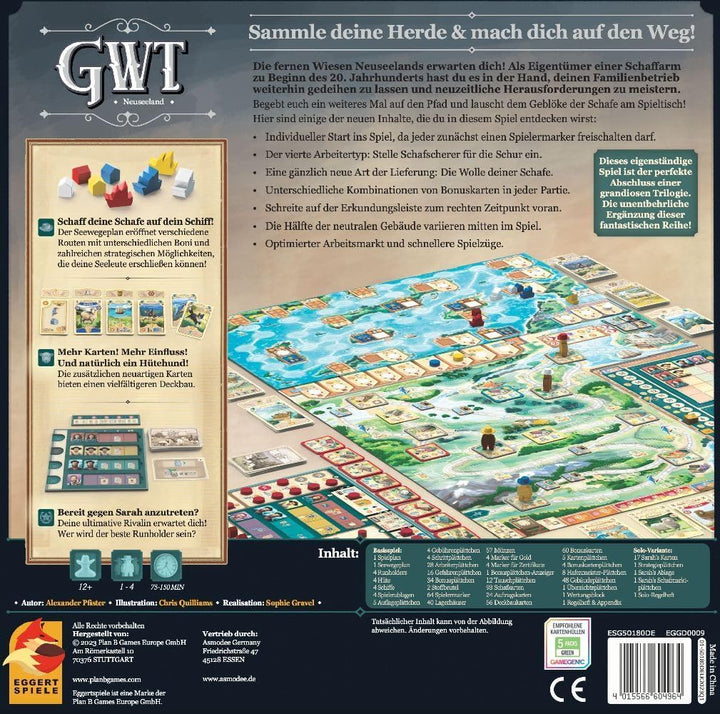 Eggertspiele | Great Western Trail – Neuseeland | Kennerspiel | Strategiespiel | 1-4 Spieler | Ab 12