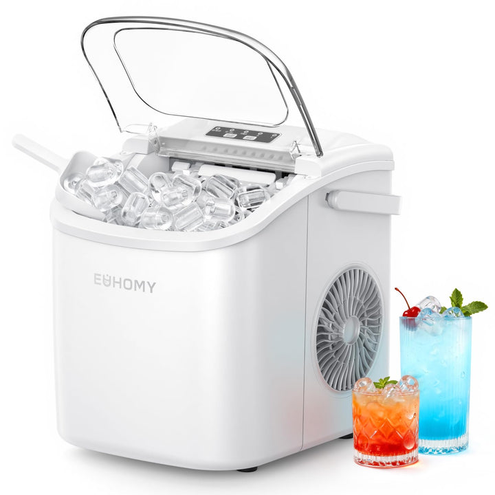 EUHOMY Eiswürfelmaschine, Eiswürfelmaschine Kleine, 9 Eiswürfel in 6 Minuten, Selbstreinigende Eiswü