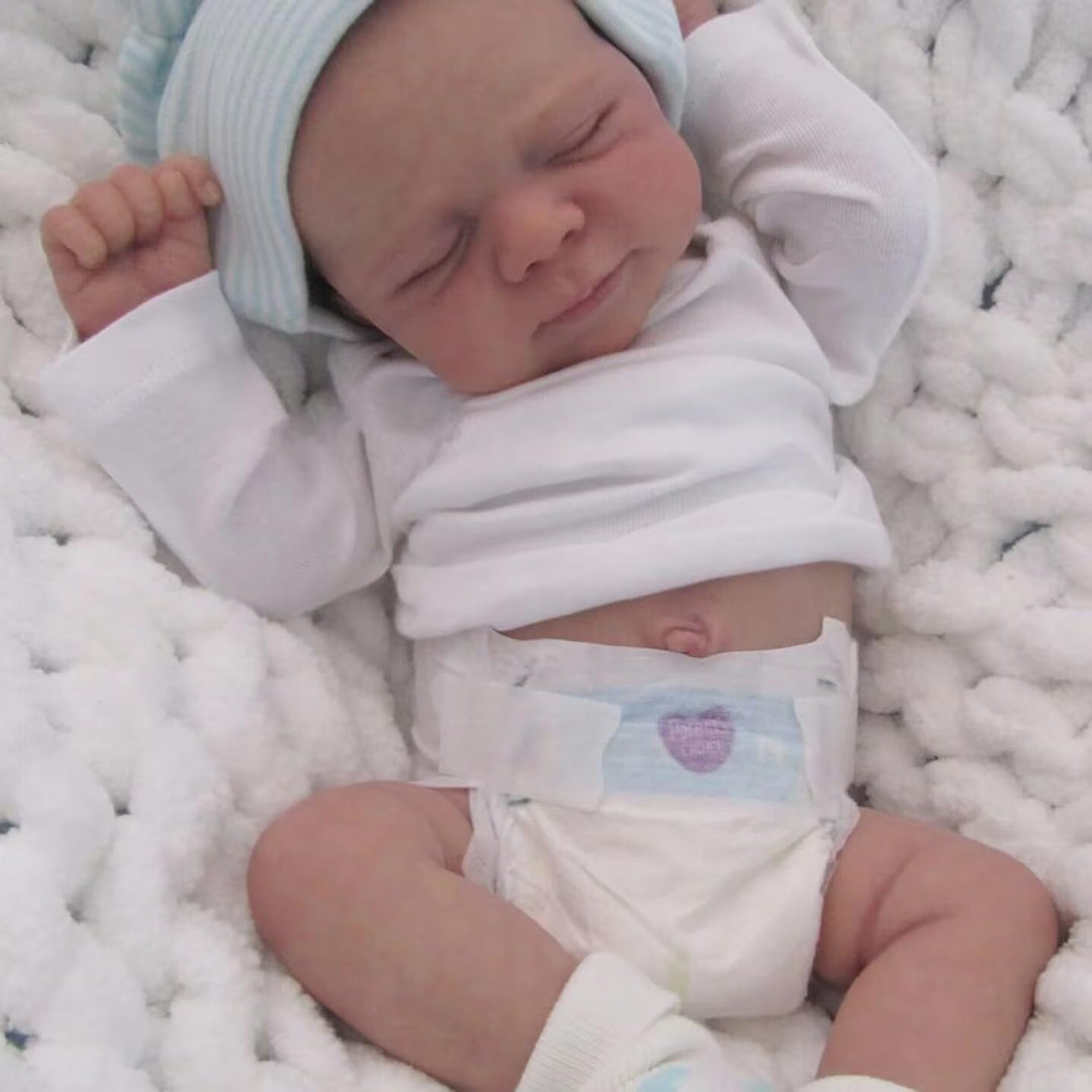 Zero pam Reborn Baby Mädchen Vollsilikon Lebensecht mit Haaren Augen Zu, Puppe 45 cm Reborn Babypupp
