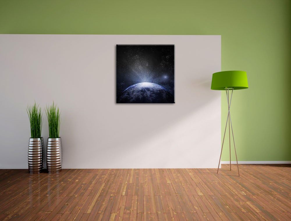 Pixxprint Sicht vom Mond auf die Erde als Leinwandbild Quadratisch/Grösse: 70x70 / Wandbild/Kunstdru