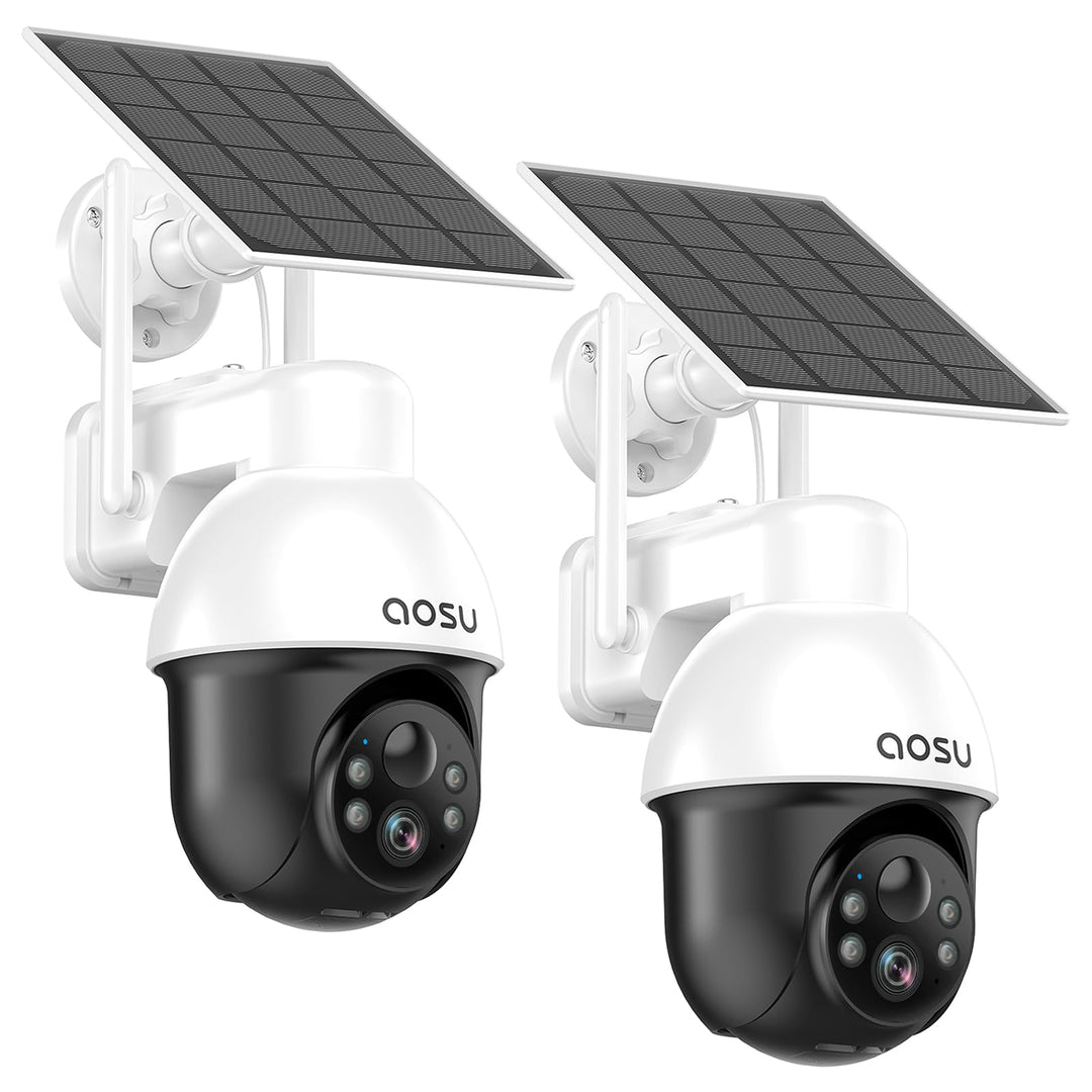 AOSU 3K Überwachungskamera Aussen Akku Solar, 5MP Kabellose WLAN-Überwachungskamera für den Aussenbe