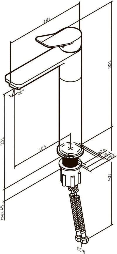 AM.PM Waschtischarmatur mit Einhebelmischer (hoch), SoftMotion Keramikkartusche, Neoperl Aerator, kr