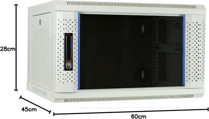 4HE Netzwerkschrank (Serverschrank) 19 Zoll Wandmontage - mit Glastür - Weiss - (BxTxH) 600 x 450 x