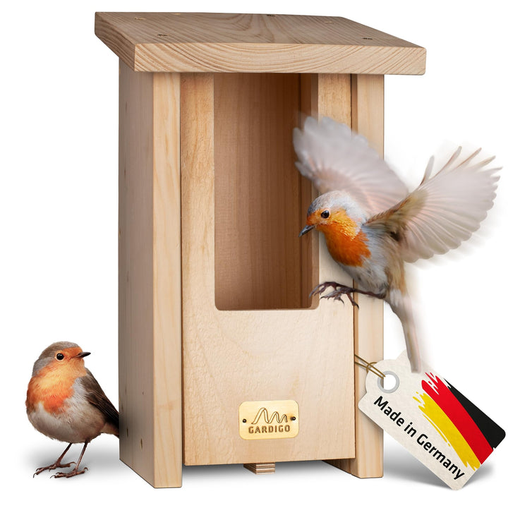 Gardigo Nistkasten für Rotkehlchen | Made in Germany, aus deutschem Holz, Vogelhaus, verschraubt, un