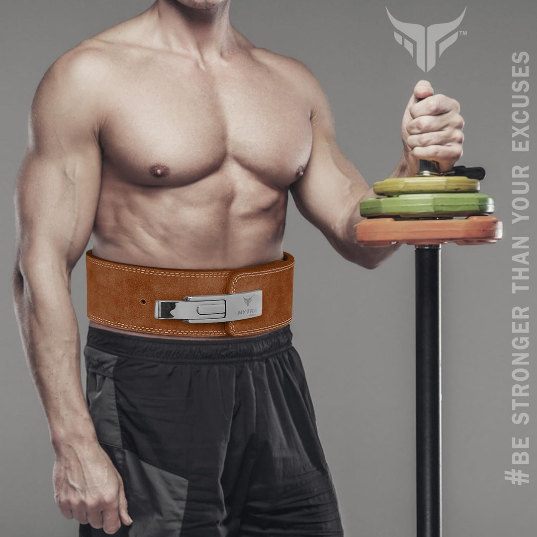 Mytra Fusion gewichthebergürtel 100% Echtes Leder Weightlifting Belt weisse Schnalle, Lifting Belt f