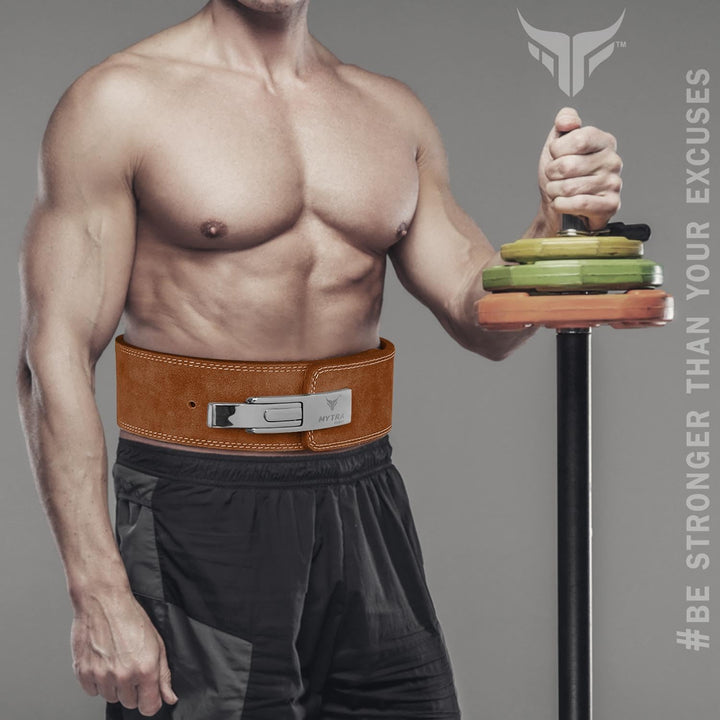 Mytra Fusion gewichthebergürtel 100% Echtes Leder Weightlifting Belt weisse Schnalle, Lifting Belt f