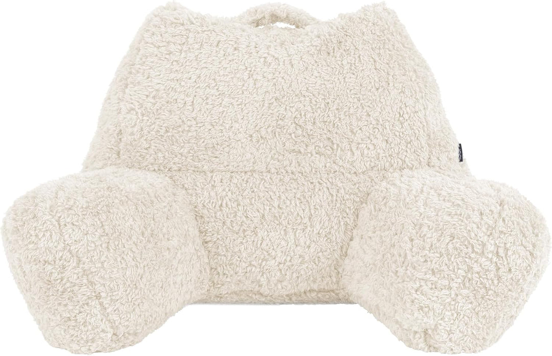 Icon Teddybär Rückenlehne Lesekissen, Creme, Lesekissen Flauschig mit Sitzsack Füllung, Rückenstütze