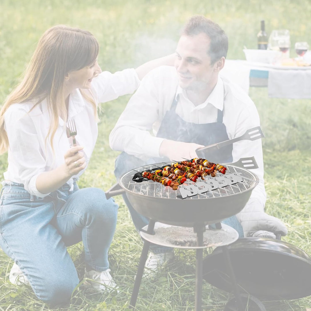 BBQ Halterung Edelstahl, Spiessgestell für 6 Spiesse,Halter für den Grill, Grillgestell Edelstahl fü