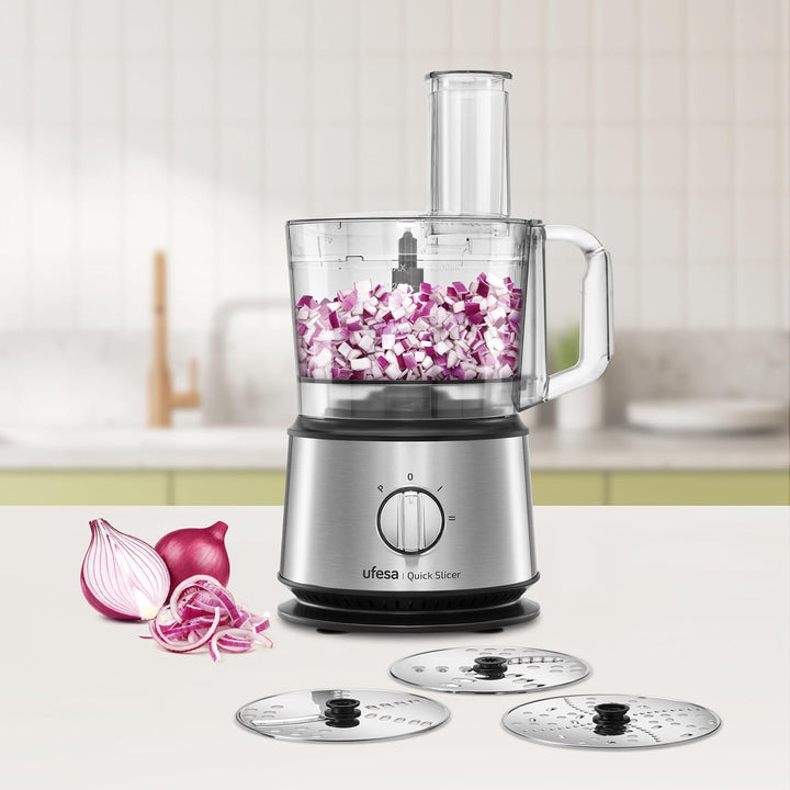 Ufesa Quick Slicer Processor Multifunktions-Foodprozessor 10-in-1, 1200W, 1,5L Fassungsvermögen, Ede
