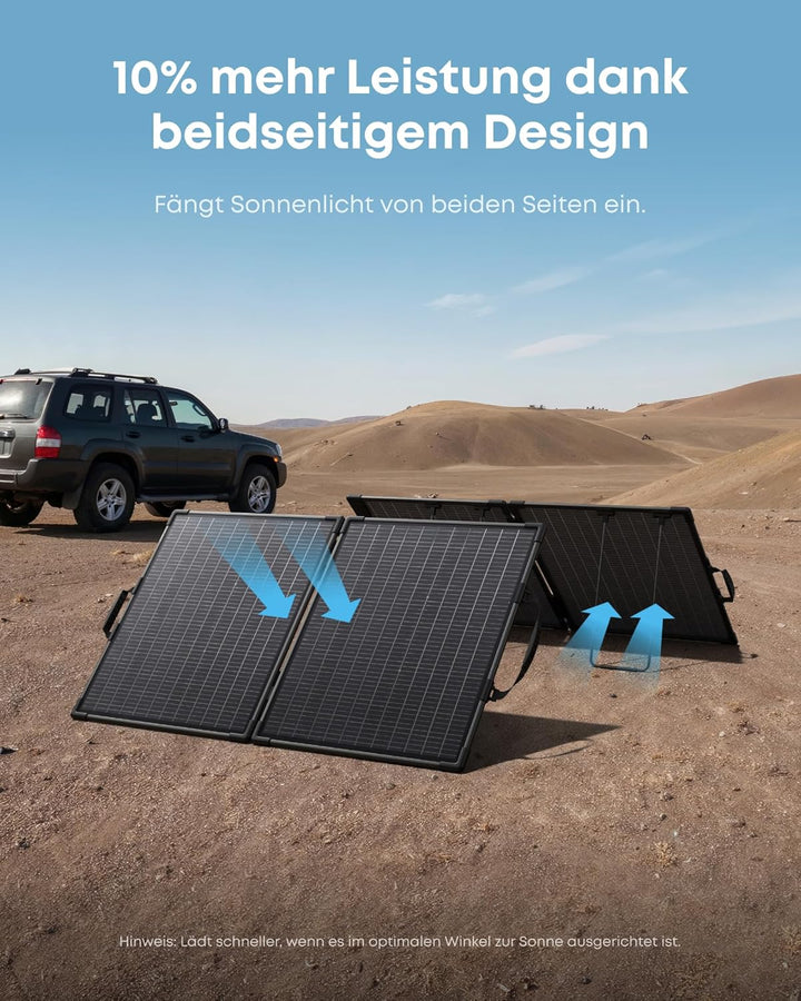 Anker SOLIX PS100 Bifaziales tragbares Solarpanel, 100W faltbares Solarladegerät mit beidseitiger En