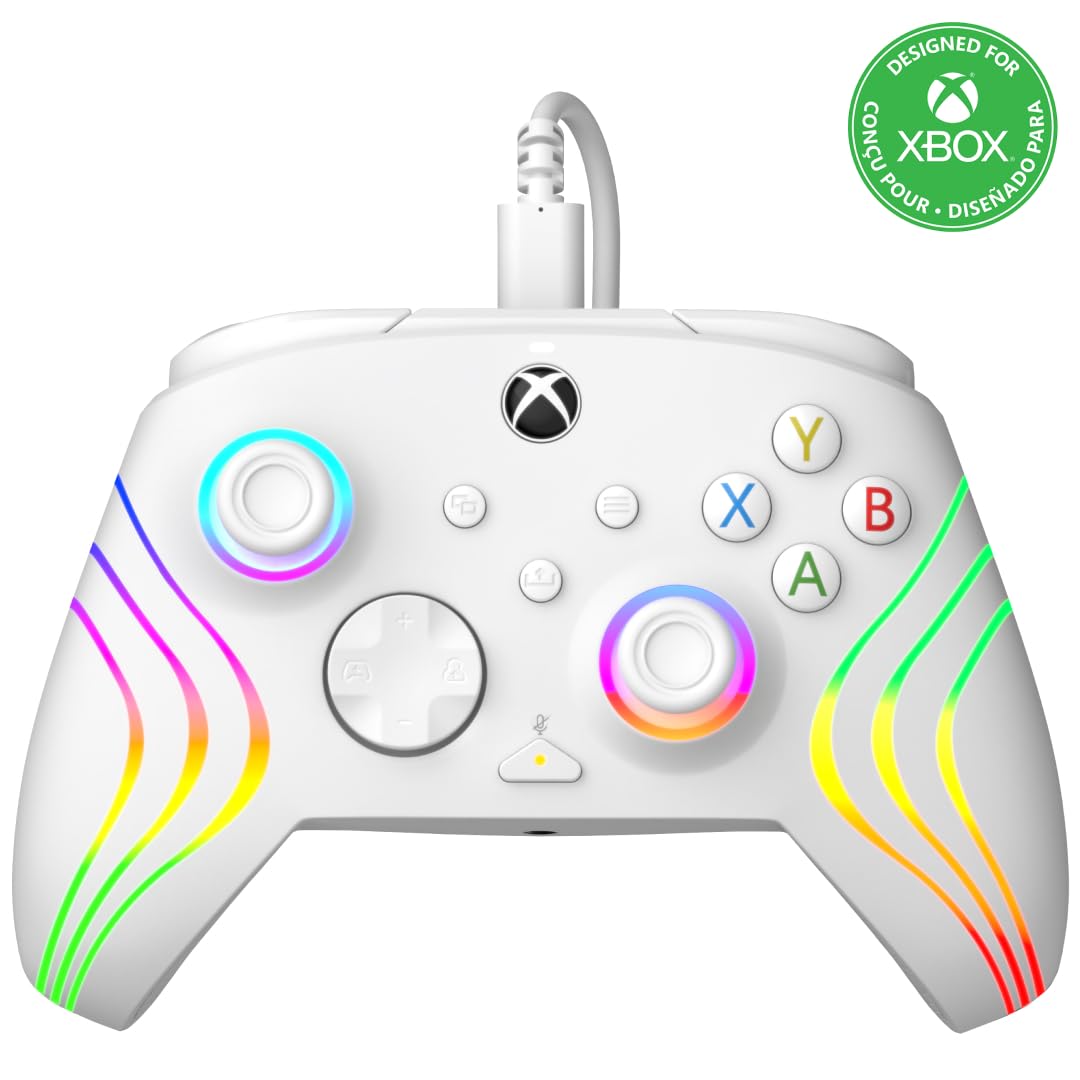 PDP AFTERGLOW XBX WAVE WIRED Controller weiss for Xbox Series X|S, Xbox One, Officially Licensed, We