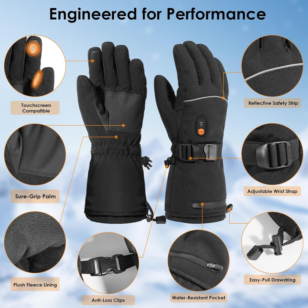 Minthouz Beheizbare Handschuhe für Damen Herren, 7.4V 3000 mAh Beheizbare Handschuhe mit Akku mit 6