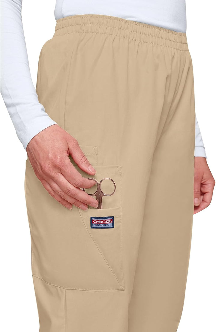 Cherokee Damen Workwear Cargo-Hose mit elastischer Taille Klassisch XS Khaki, XS Khaki