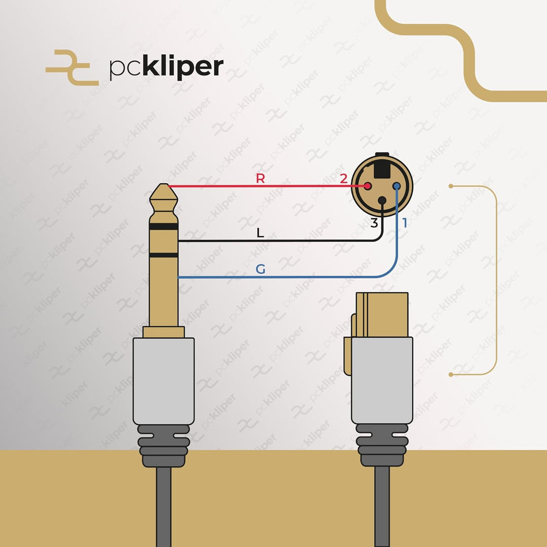 VITALCO XLR Buchse auf 6,3mm Stereo Klinke Kabel 1.5m Mikrofonkabel 3 Polig auf 6.3 TRS Klinkensteck