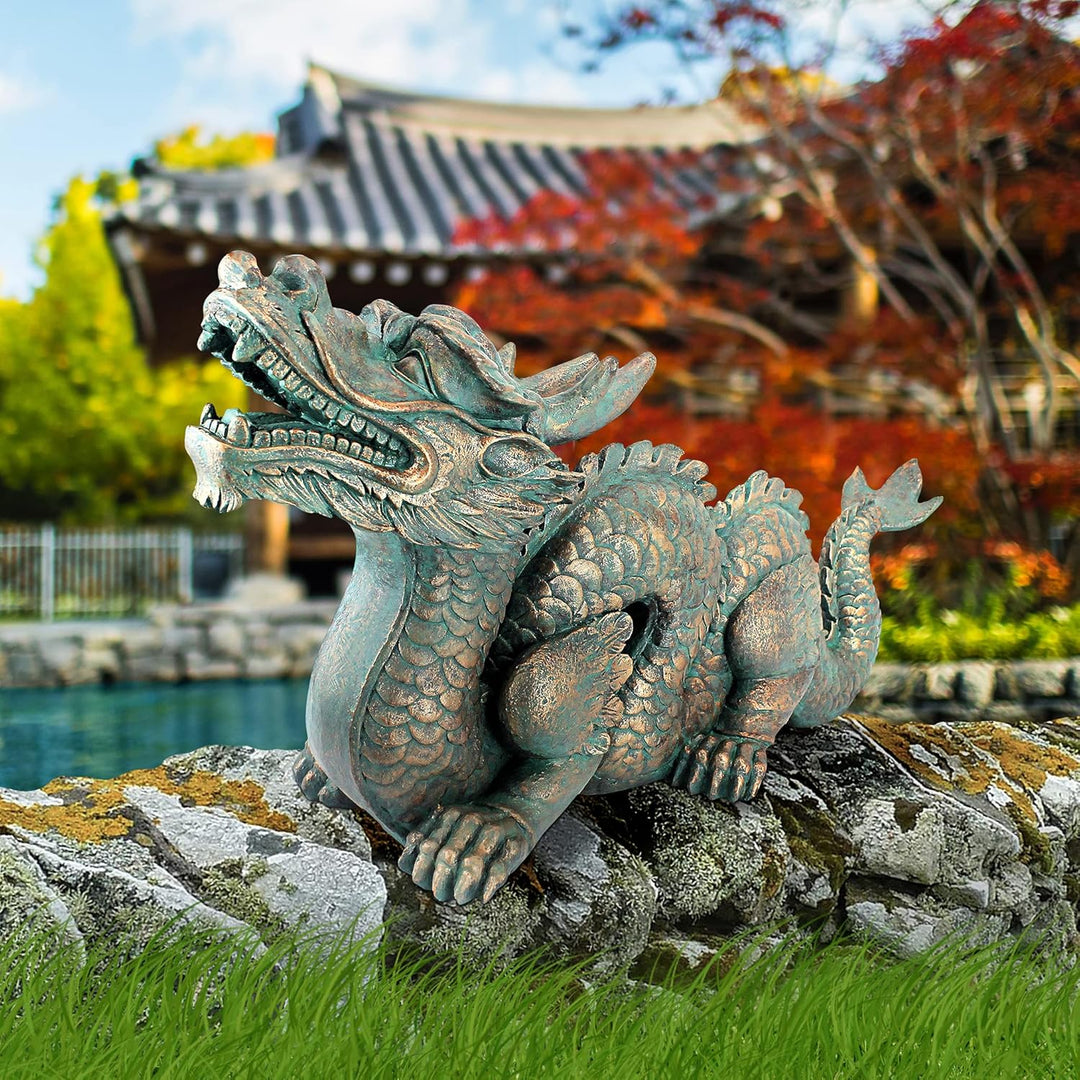 Design Toscano AL25253 Wandskulptur Asiatischer Drache der Grossen Mauer: Gross, Harz, grün, 23 x 75
