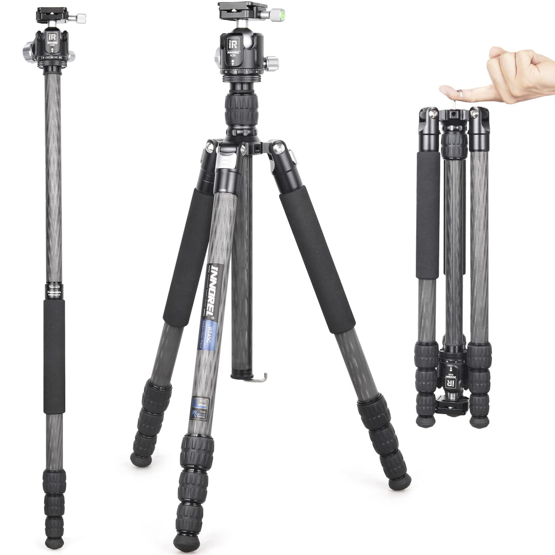 Tragbares 10-lagiges Carbonfaser-Stativ-INNOREL RT45C+N36 Professionelles, kompaktes, leichtes Reise