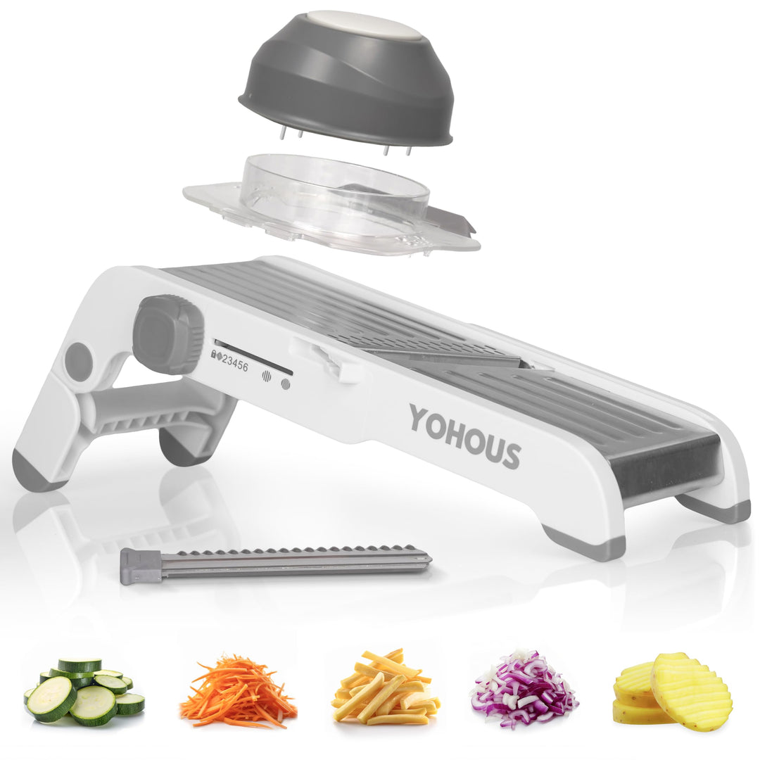 Gemüsehobel Mandoline Edelstahl – Professioneller Gemüseschneider mit einstellbarer Schnittstärke, J