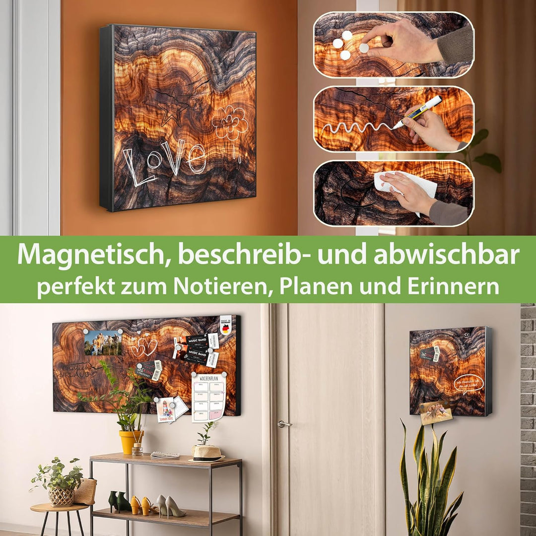 banjado Grosser Schlüsselkasten Glas - Schlüsselbox 30x30cm mit 50 Haken - Schlüsselkasten modern fü