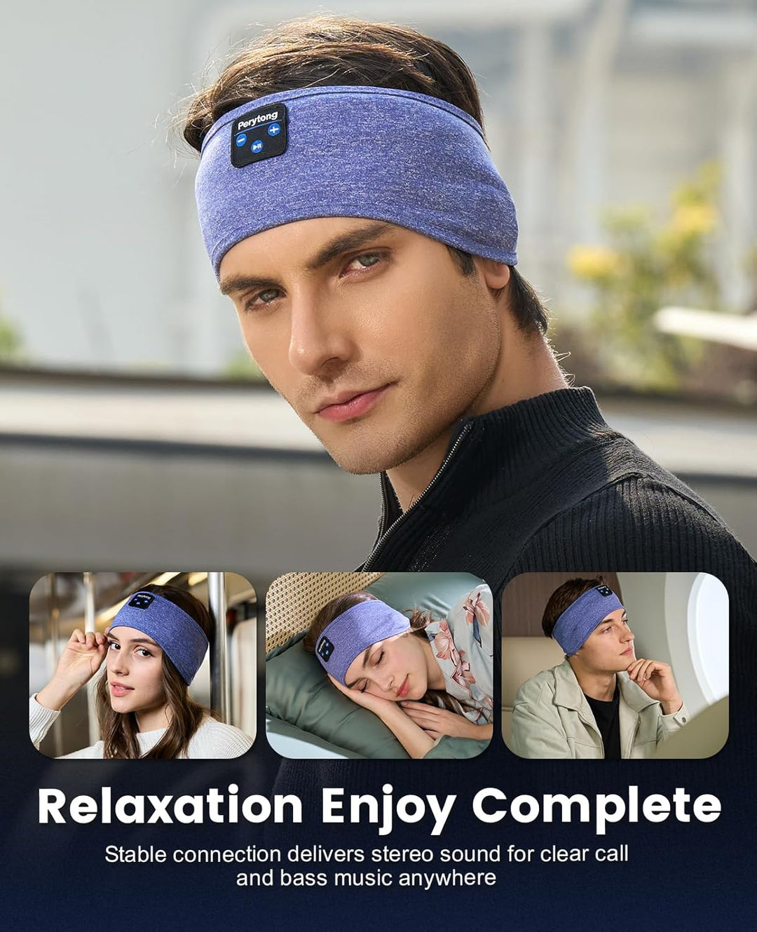 Schlafkopfhörer mit Bluetooth, Schlafhelm, Musik, Sport, Kopfband, Bluetooth, ultraweich, für Seiten