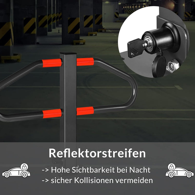 Monzana Parkplatzsperre 2 Schlüssel klappbar integriertes Schloss Stahl Robust Parkpfosten Parkplatz