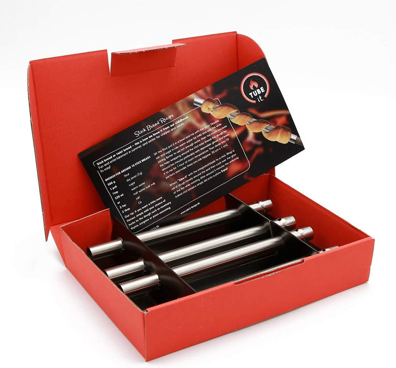 Take2 Tube-IT Stockbrot-Grillrohr Set aus Edelstahl hergestellt, 4er- Set, Produktmasse: D: 13 mm, L