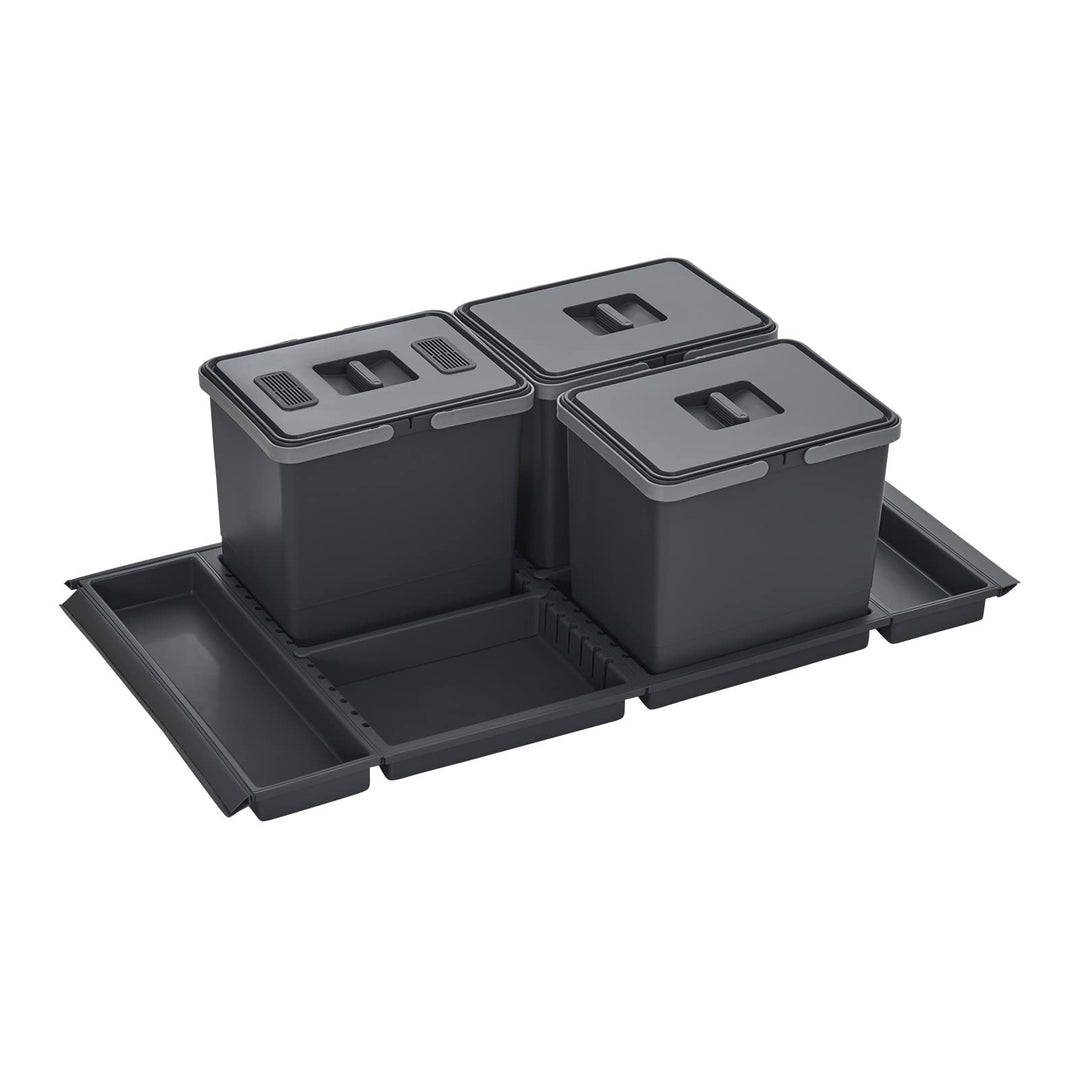 SOTECH Abfallsammler Draw 15+15+15L Abfalltrennsystem mit Deckel Abfallsystem für Korpusbreite 100 c