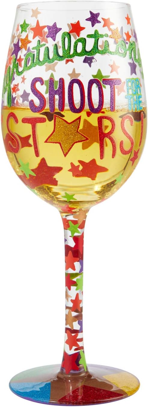 Enesco 6006293 Designs by Lolita Shoot for the Stars Weinglas, handbemalt, mehrfarbig