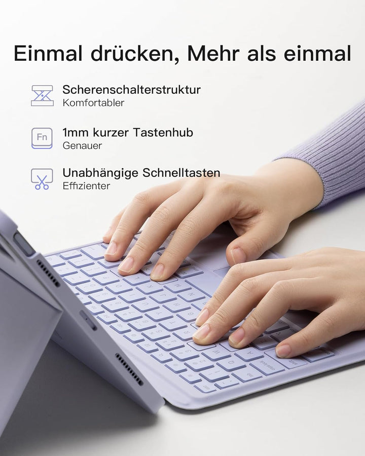 Inateck Tastatur Hülle Kompatibel mit iPad Air 5/4,iPad Pro 11 Zoll 4/3/2/1,Hoch-/Querformat Ständer