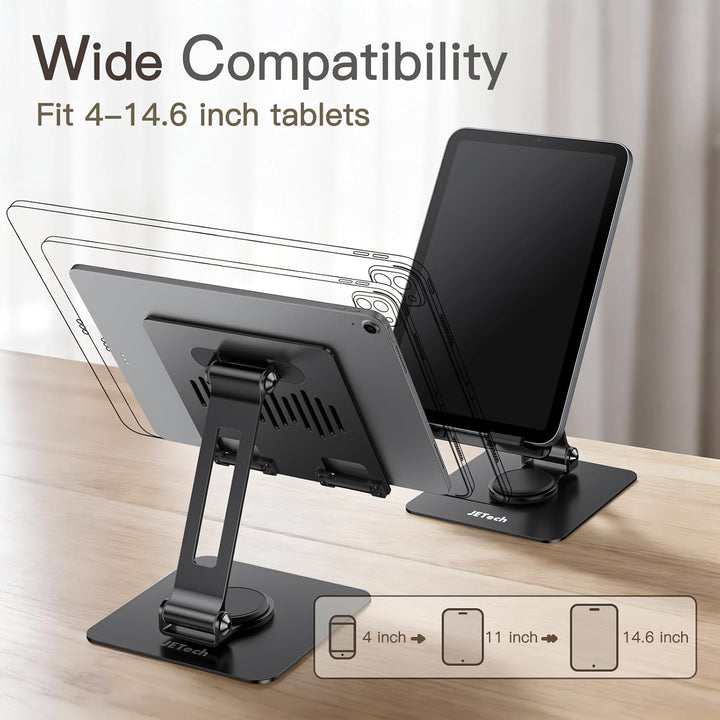 JETech Tablet Ständer, Einstellbare Drehlager Desktop Halter mit 360 Grad Drehbarem Fuss, Faltbare H