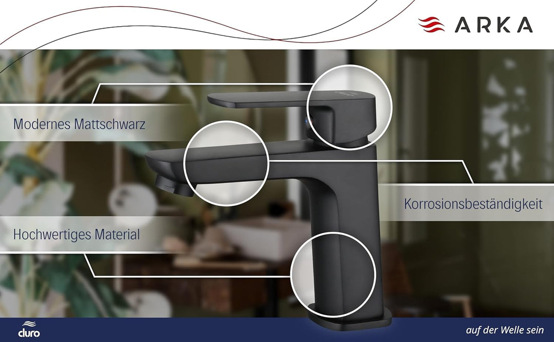 DURO Waschtischarmatur Ombra, Standbatterie, Wassersparend, aus Messing, Einhebel-Einloch-Standbatte