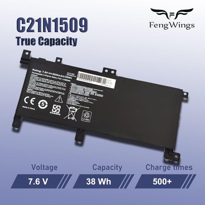 FengWings® C21N1509 38Wh 7.6V Akku Kompatibel mit Asus X556 X556U X556UA X556UB X556UF X556UJ X556UQ