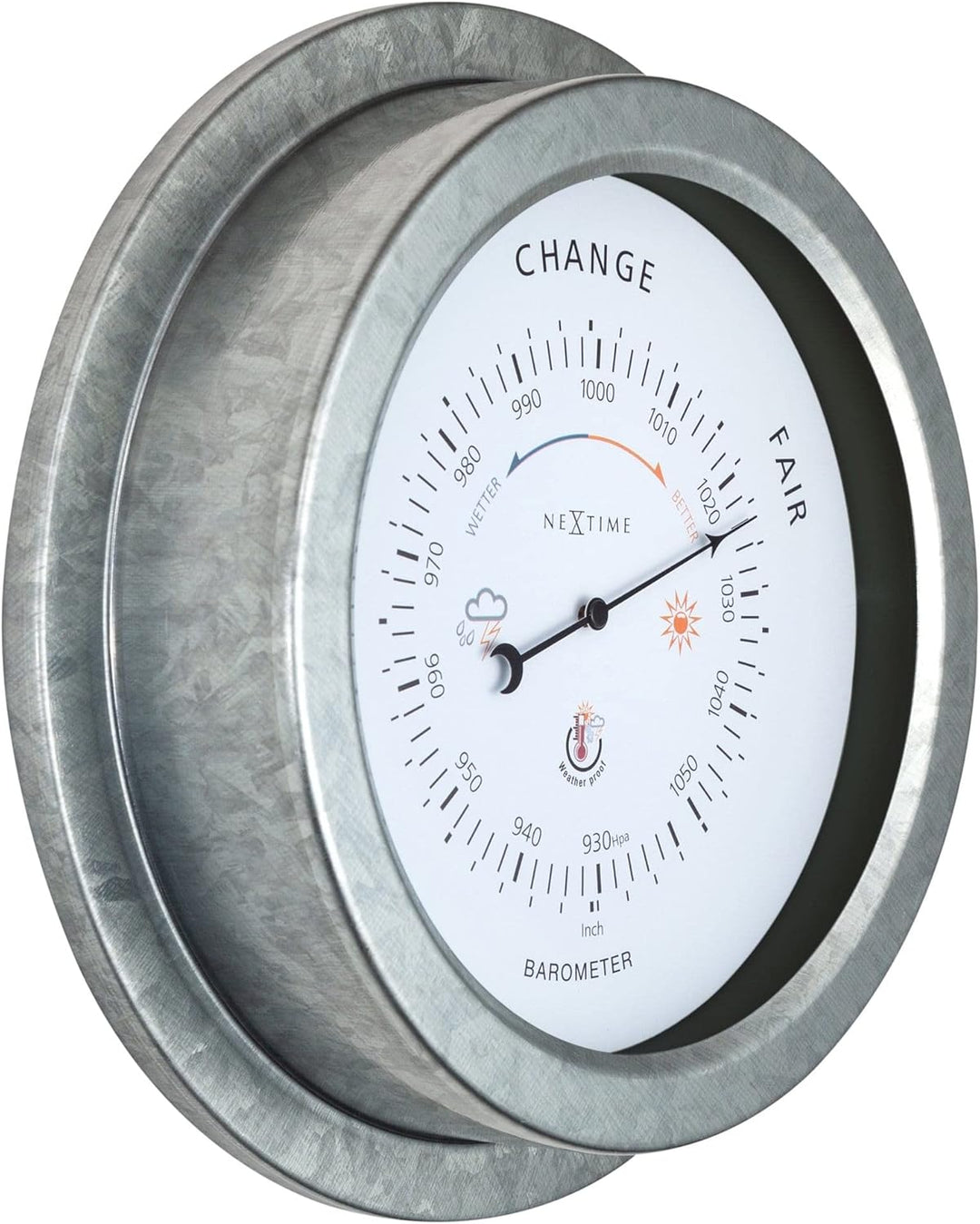 NeXtime Barometer aussen - Ø22CM - Metall - Verzinkt „Orchidee“