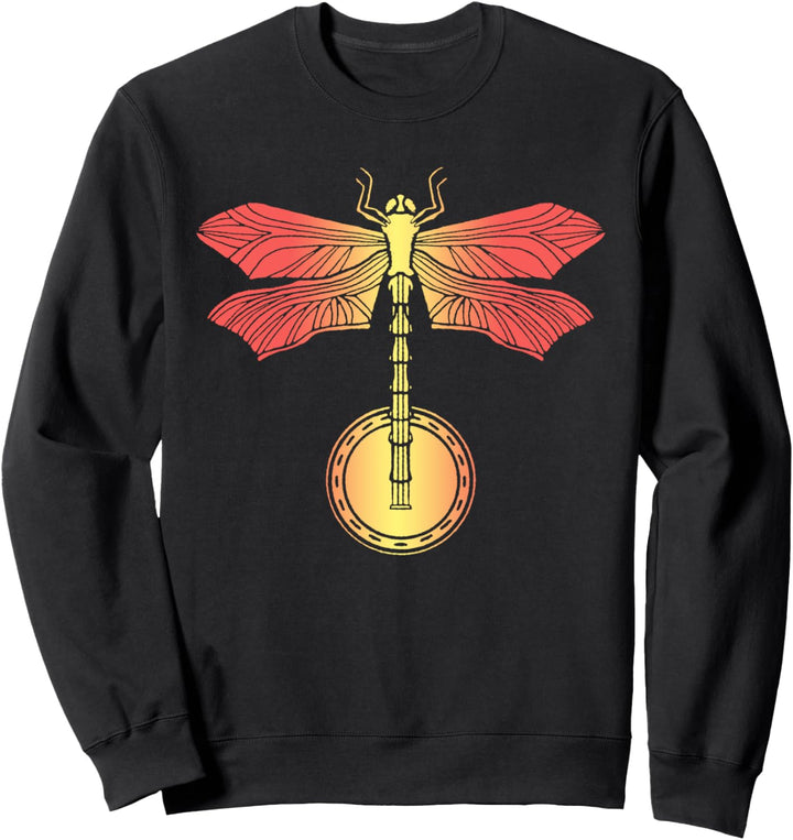 Banjo Dragonfly Artistic Illustration Vintage Retro Graphic Sweatshirt
