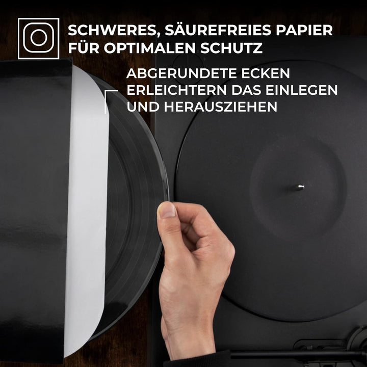 BIG FUDGE Innenhüllen für Schallplatten – 30 cm x 100 Stück – Schutz aus Vinyl aus dickem und säuref