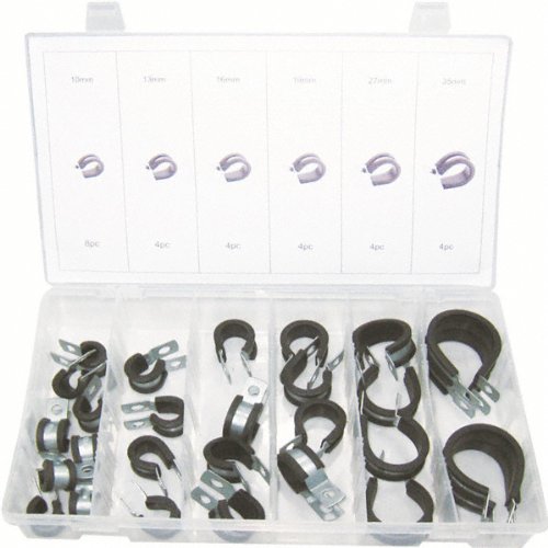 28 x Universal Rohrschellen-Sortiment/Leitungsschelle/Schlauchschelle/Kabelschelle gummiert 10, 13,