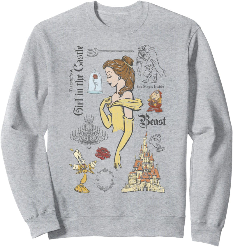 Disney Beauty And The Beast Belle And Friends Sketch Sweatshirt