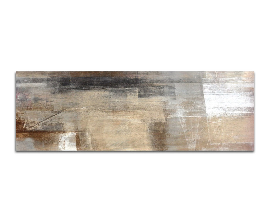 Paul Sinus Art Panoramabild auf Leinwand und Keilrahmen 150x50cm Malerei Kunstwerk abstrakt braun be