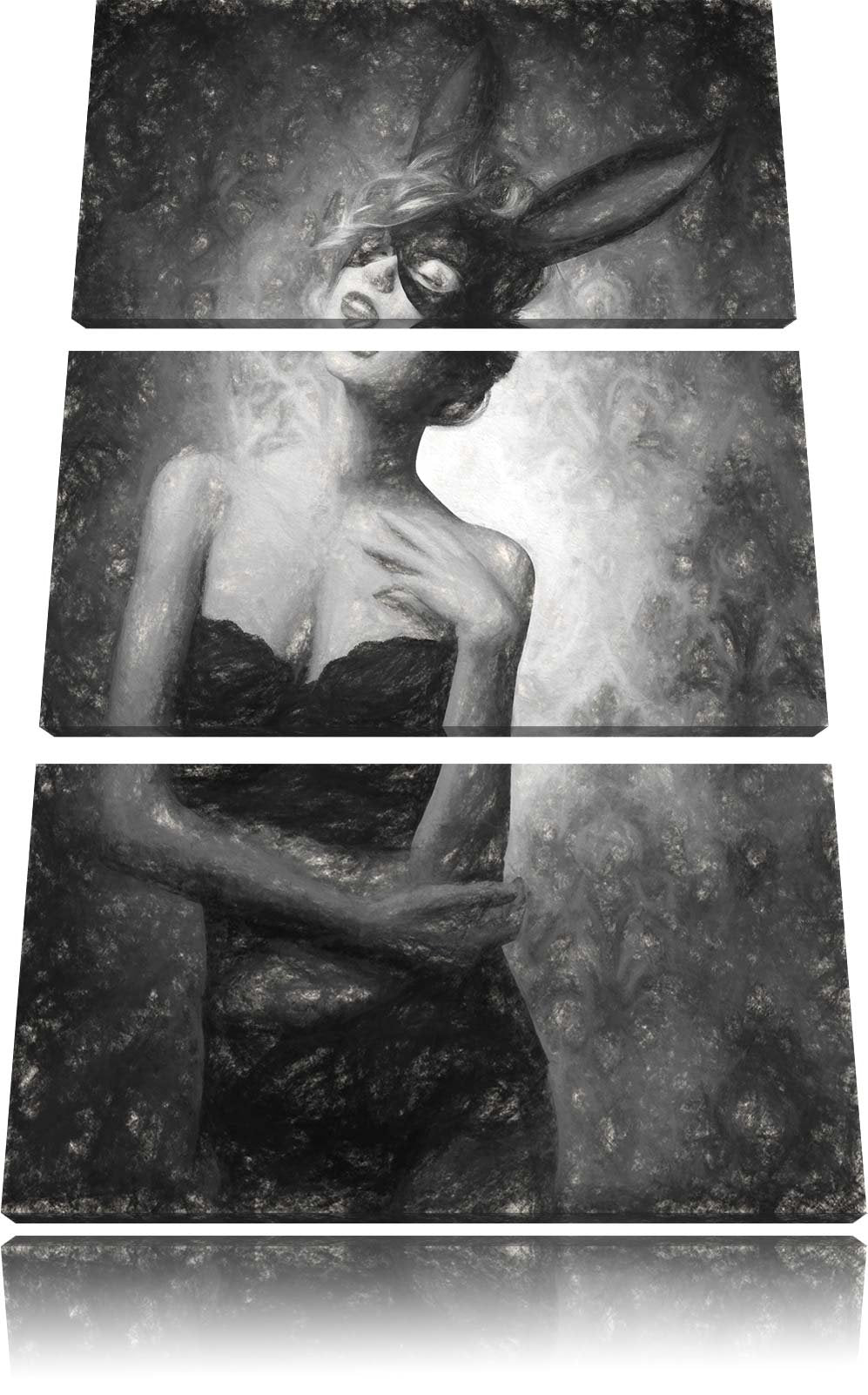 Pixxprint Maskierte attraktive Frau als Leinwandbild/Grösse: 3 Teilig (120x80) cm/Wandbild/Kunstdruc