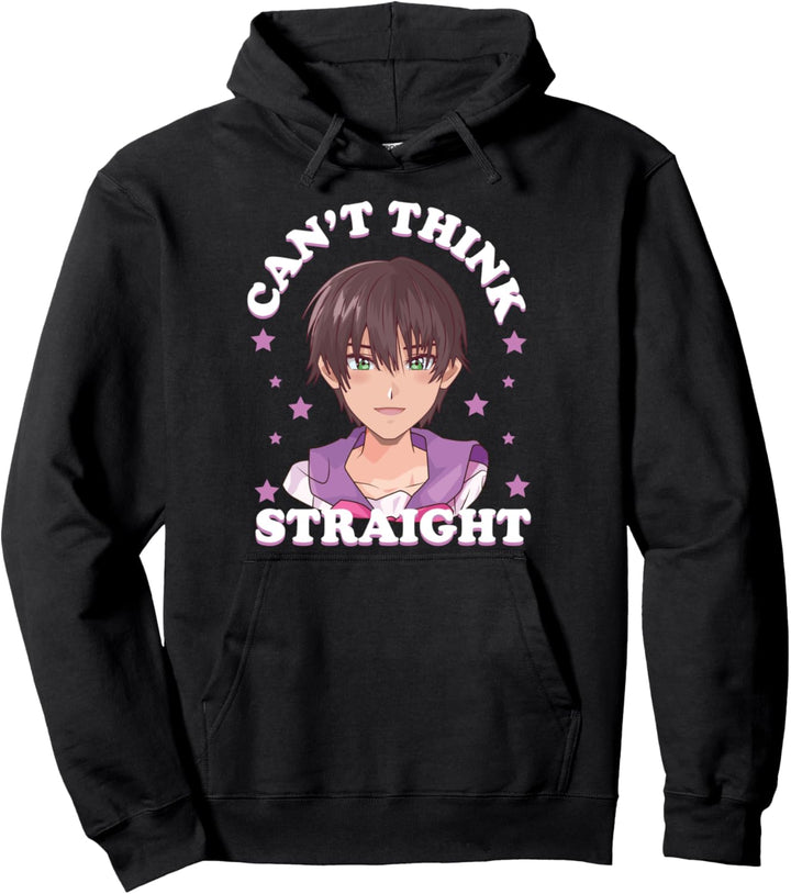 Can't Think Straight Femboy Anime Boy Otaku Pullover Hoodie