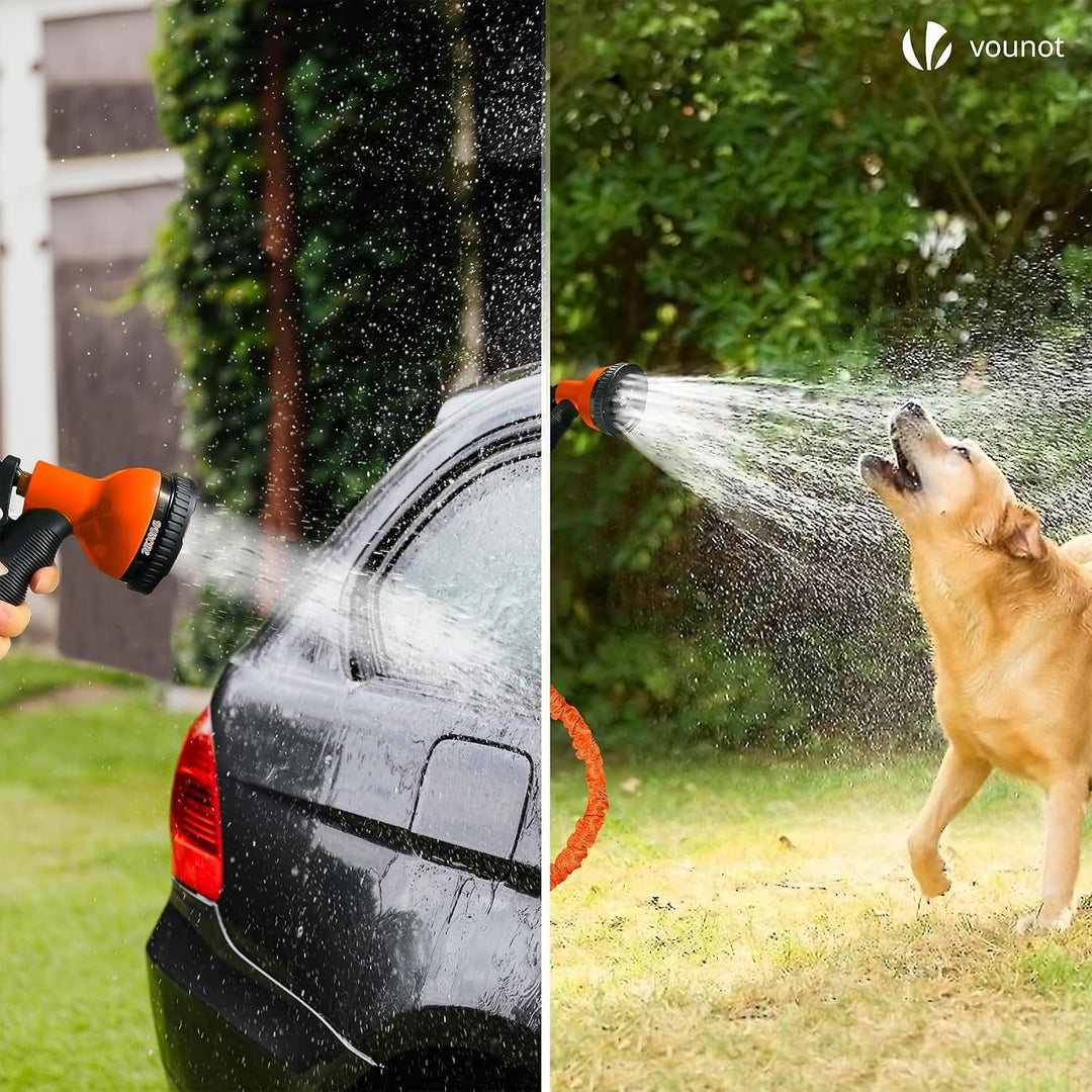 VOUNOT Flexibler Gartenschlauch 15 m, Flexibel Wasserschlauch Dehnbarer mit 10 Sprühfunktionen, 1/2