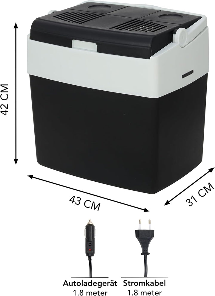 Brixy Elektrische Kühlbox - 30L - Kühlbox - 12V und 230V - Frigobox - Kühlen und Heizen - Schwarz